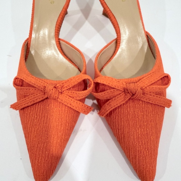 Orange Bow Mules kitten heel size 38 7.5/8 - Picture 8 of 8